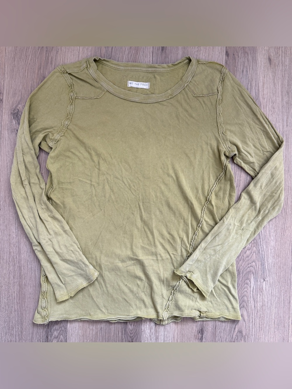 Free People We The Free Women's Wild Long-Sleeve Tee Avocado Oil Size Large
